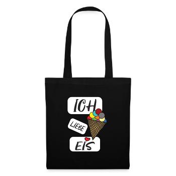 Ich Liebe Eis Freizeit Kinder T-Shirt Geschenkidee - Stoffbeutel - Schwarz - Vorne
