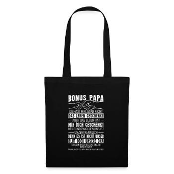 Vatertagsgeschenk Papa Bonus Vater Tochter Sohn - Stoffbeutel - Schwarz - Vorne