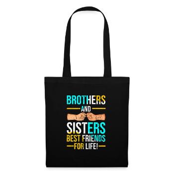 Frère soeur jumeaux frères et sœurs - Sac en tissu - noir - Devant