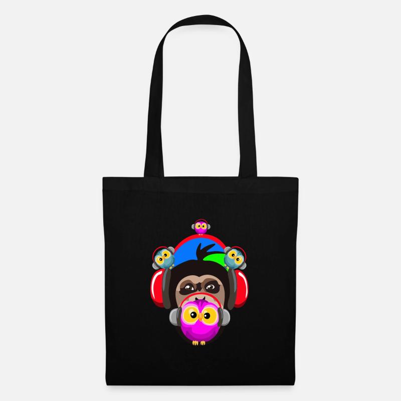 Monkey and the birds - party animals - Stoffbeutel - Schwarz