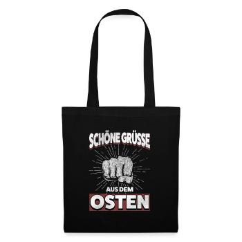 Starke Grüße aus dem Osten – Ostdeutsch und Stolz - Stoffbeutel - Schwarz - Vorne