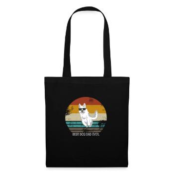 Weißer Schweizer Schäferhund Hund Geschenk Retro - Stoffbeutel - Schwarz - Vorne