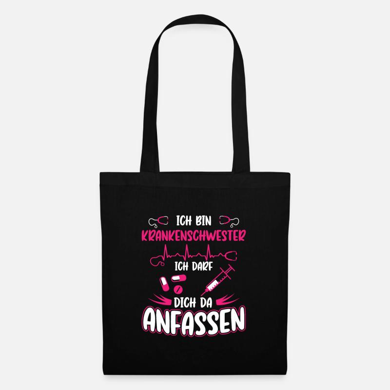Krankenschwester Lustig Arzthelferin Geschenk - Stoffbeutel - Schwarz