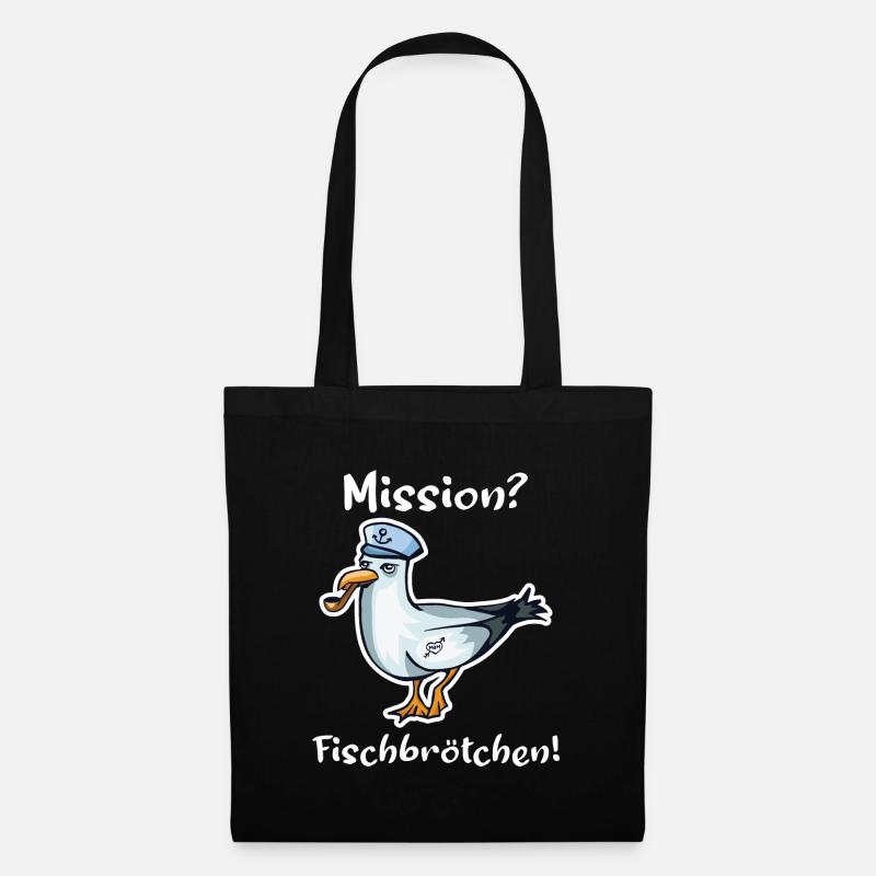 maritime Möwe norddeutsch Sprüche Geschenk - Stoffbeutel - Schwarz