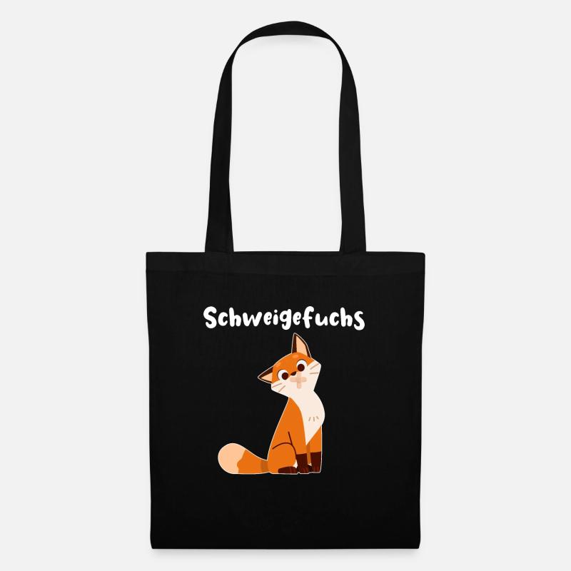Schweigefuchs Fuchs Schule Schüler Geschenkidee - Stoffbeutel - Schwarz