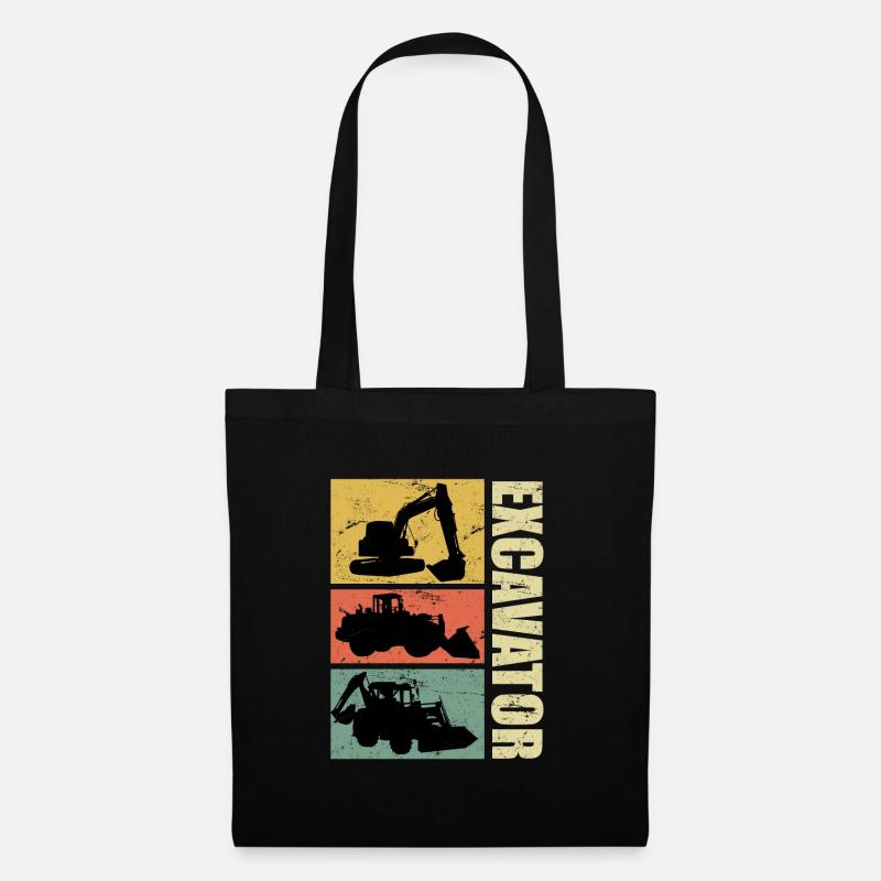 Straßenbauer Baggerfahrer Bagger Retro Vintage - Stoffbeutel - Schwarz
