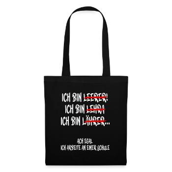 Lehrer Lehrerin Spruch Deutsch Geschenk - Stoffbeutel - Schwarz - Vorne