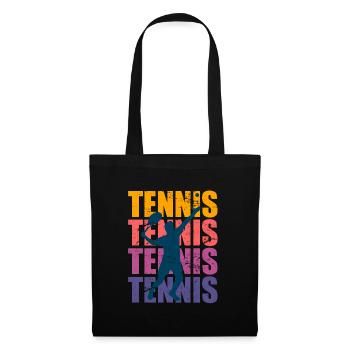 Tennisspieler Tennis Logo Vintage Sportler - Stoffbeutel - Schwarz - Vorne