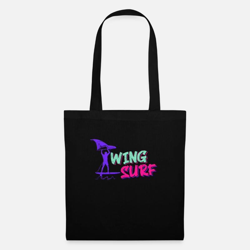 Wing Surf Wing Foiler Wingsurfer Design Geschenk - Stoffbeutel - Schwarz