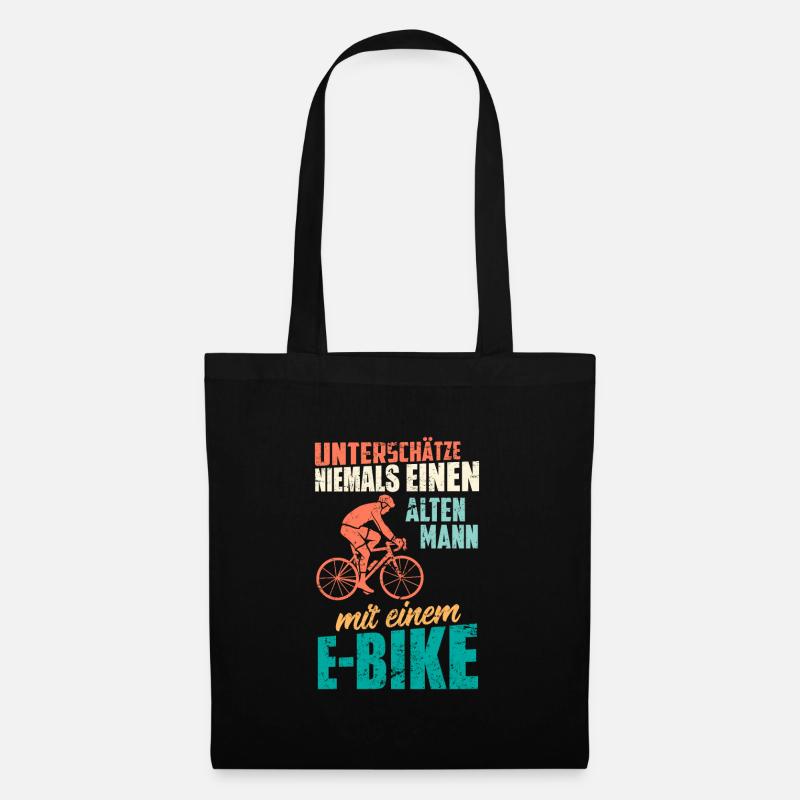E-Bike Spruch alter Mann Geschenk Geburtstag Witz - Stoffbeutel - Schwarz