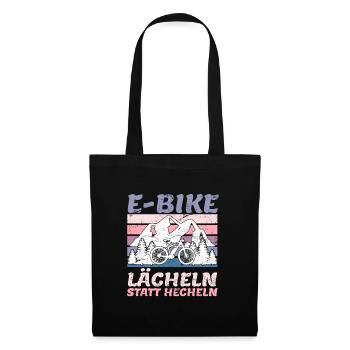 E-Bike lächeln statt hecheln EBiker Geschenk - Stoffbeutel - Schwarz - Vorne