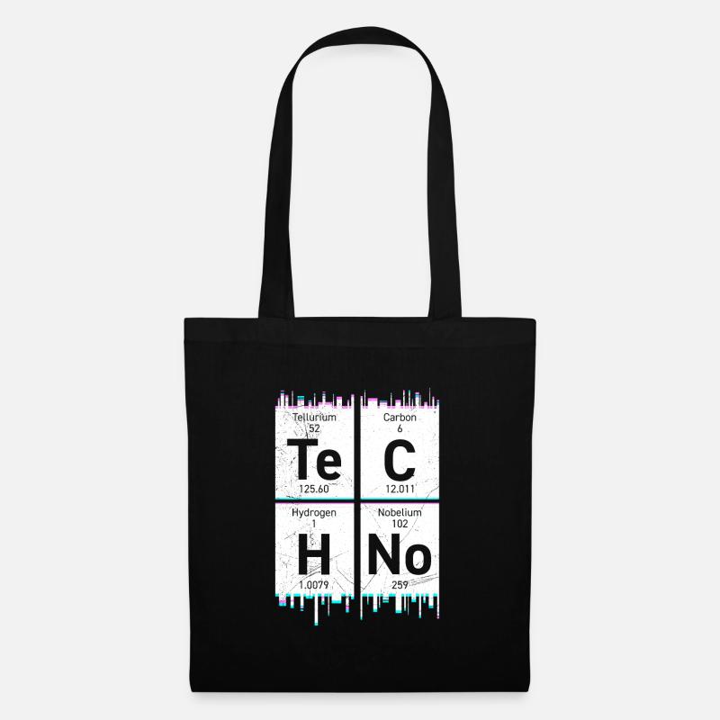 Techno Musik Chemie Elemente Periodensystem - Stoffbeutel - Schwarz