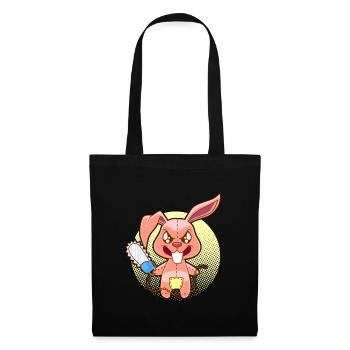 Zombie Hase mit Kettensäge Kaninchen Geschenk - Stoffbeutel - Schwarz - Vorne
