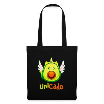 Unicado lustiges Einhorn Avocado Design Veganer - Stoffbeutel - Schwarz - Vorne