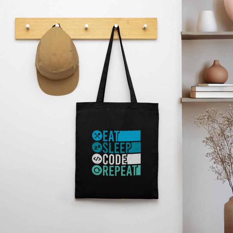 Eat Sleep Code Repeat Programmer Software Tote Bag