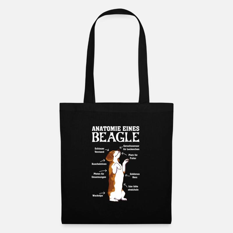 Anatomie eines Beagles Hundehalter Hunderasse - Stoffbeutel - Schwarz