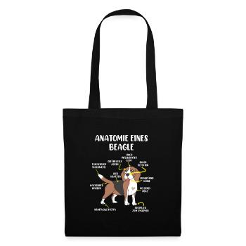 Beagle Anatomie eines Hundes Hundeliebhaber - Stoffbeutel - Schwarz - Vorne