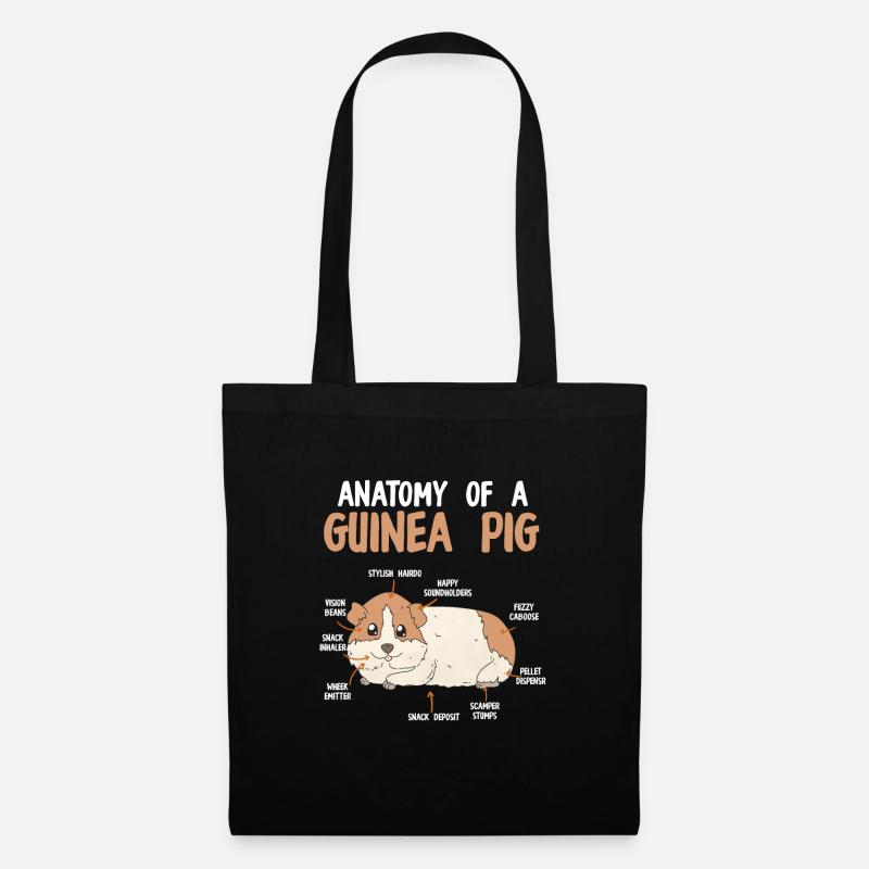 Anatomie eines Meerschweinchens Nagetier - Stoffbeutel - Schwarz