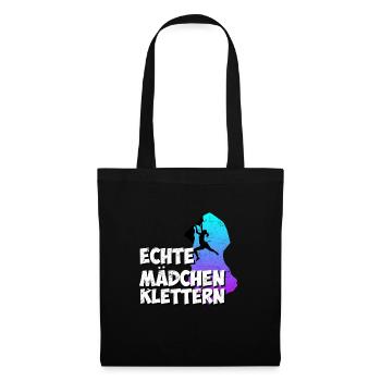 Echte Mädchen Klettern - Stoffbeutel - Schwarz - Vorne