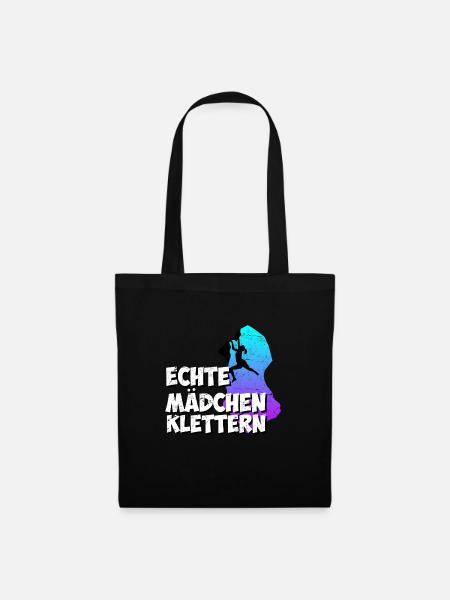 Echte Mädchen Klettern - Stoffbeutel - Schwarz