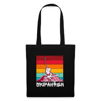 Ski Skiing Winter Retro Skier - Tote Bag - black - Front