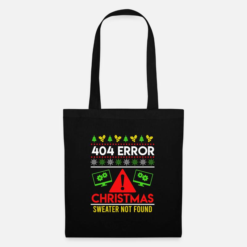 Christmas Spruch 404 Error Sweater not Found - Stoffbeutel - Schwarz