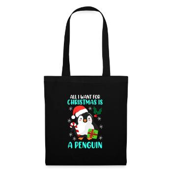 Vœu de Noël Pingouin Noël - Sac en tissu - noir - Devant