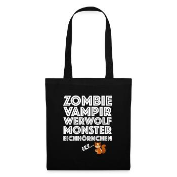 Eichhörnchen, Halloween Zombie Werwolf Monster - Stoffbeutel - Schwarz - Vorne