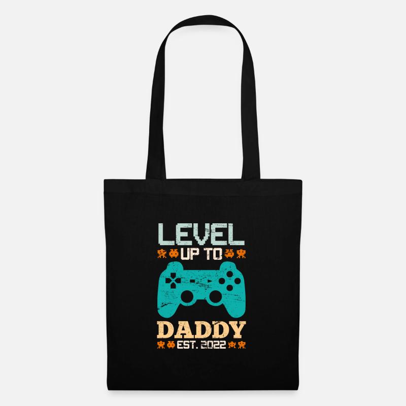 Level up to Daddy 2022 Gaming Vater werdender Papa - Stoffbeutel - Schwarz