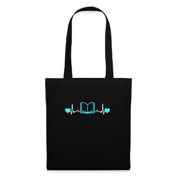 Bookworm Bookworm Books Heartbeat Heart - Tote Bag - black - Front
