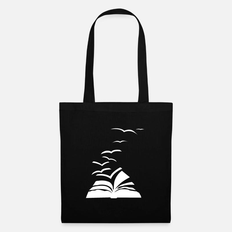 Bücherwurm Vögel Möwen Bücher - Stoffbeutel - Schwarz