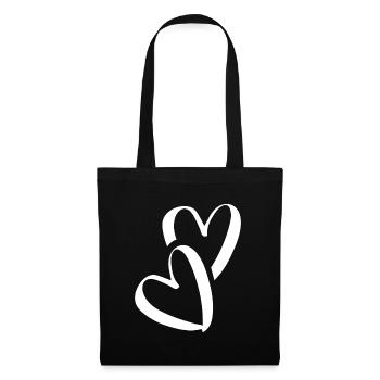 Coeur Petits coeurs Deux coeurs amoureux Pocket - Sac en tissu - noir - Devant