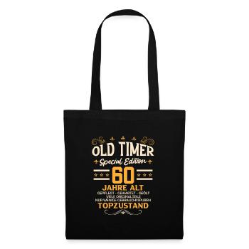 Oldtimer 60 Jahre 60. Geburtstag Geburtstagsfeier - Stoffbeutel - Schwarz - Vorne