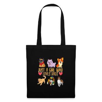 Funny Just A Girl Who Loves Dogs Dog Lover Trainer - Stoffbeutel - Schwarz - Vorne