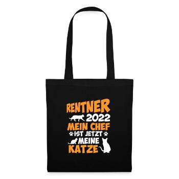 Rentner 2022 Chef ist meine Katze Katzenbesitzer - Stoffbeutel - Schwarz - Vorne
