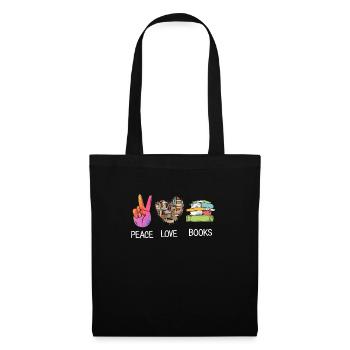 Book Reading Quote Peace Love Books - Tote Bag - black - Front