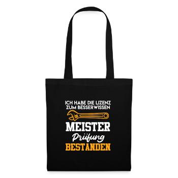 Meister Meisterprüfung Kfz Meister - Stoffbeutel - Schwarz - Vorne