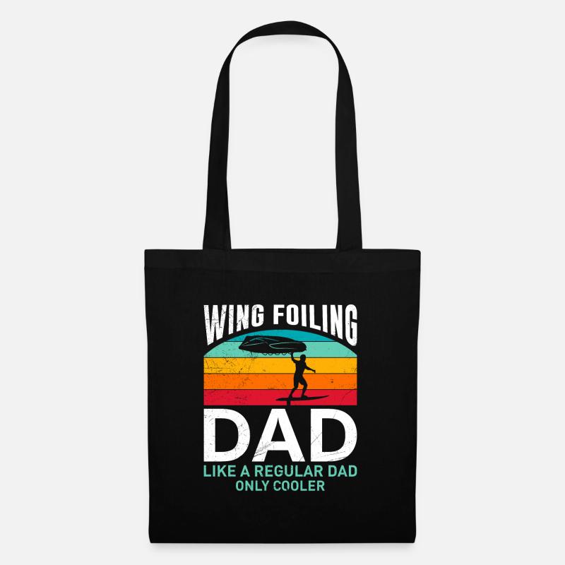 Wing Foiling Papa comme normal mais cool Wing Surf - Sac en tissu - noir