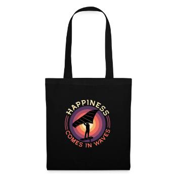 Happiness comes in Waves Wingsurf Wingfoil - Stoffbeutel - Schwarz - Vorne