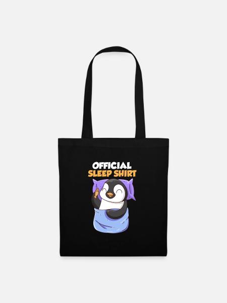 Kinder Schlafshirt Pinguin offizielles Schlafshirt - Stoffbeutel - Schwarz