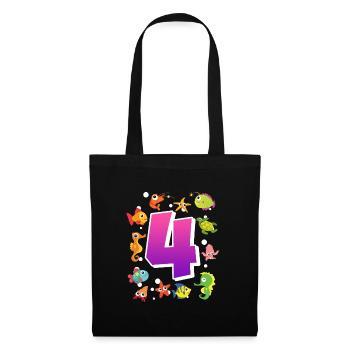 4ème anniversaire fille 4 ans - Sac en tissu - noir - Devant