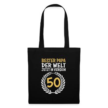 Bester Papa der Welt Papa Geburtstag 50 Jahre - Stoffbeutel - Schwarz - Vorne