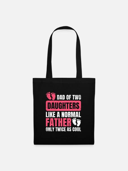 Papa 2 Töchter - Stoffbeutel - Schwarz