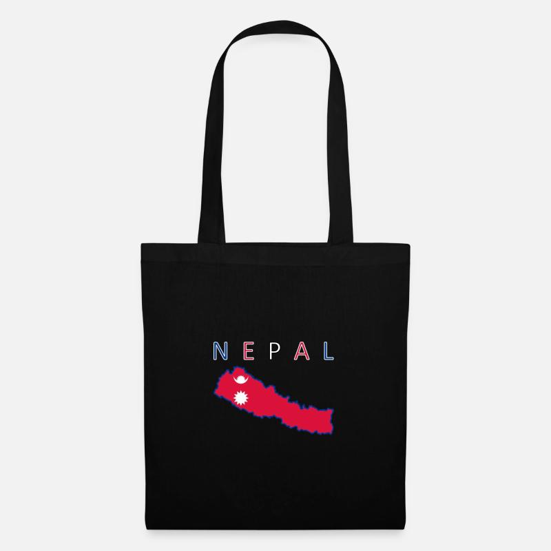 Nepal Map Flag Kathmandu - Tote Bag - black