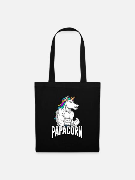 Papacorn Einhorn Vater werdender Papa - Stoffbeutel - Schwarz