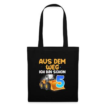 Aus dem Weg ich bin 5 Jahre 5. Geburtstag - Stoffbeutel - Schwarz - Vorne