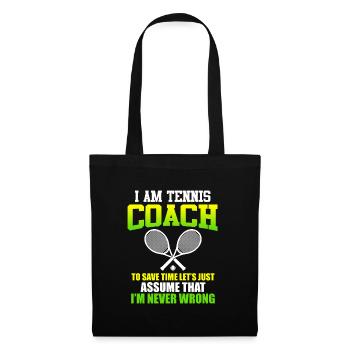 I am Tennis Coach Tennistrainer - Stoffbeutel - Schwarz - Vorne