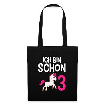 3 Jahre Mädchen 3. Geburtstag Mädchen - Stoffbeutel - Schwarz - Vorne