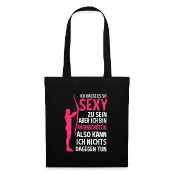 Sexy Bogenschützin Bogenschießen Damen - Stoffbeutel - Schwarz - Vorne