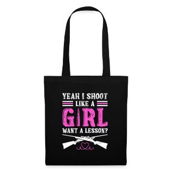 Ouais je tire comme une fille veut une leçon? Tirer - Sac en tissu - noir - Devant